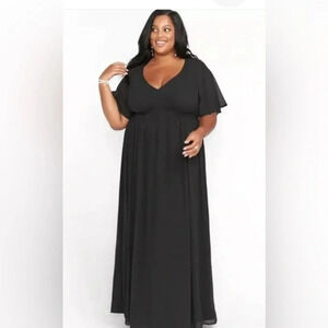 NWT Show Me Your Emily Empire Maxi Dress Flutter Sleeve Black Size 1X, 2X & 3X